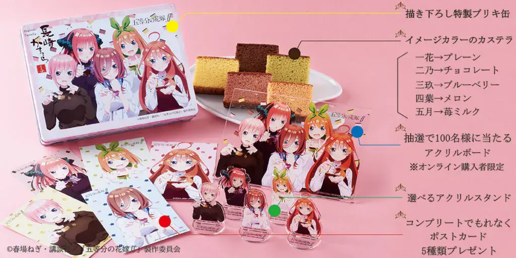 Ilustrasi kembar Lima bersama toko kue, kolaborasi Gotoubun dengan Mikado Honpo