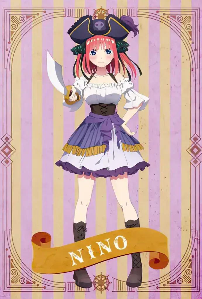 Nino – Gotoubun no Hanayome mengenakan kostum bergaya bajak laut