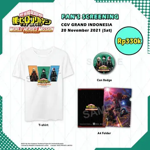 Merchandise dari fan screening Boku no Hero Academia