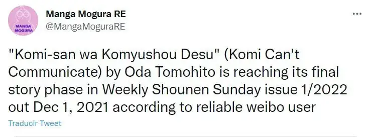 Manga Mogure indikasikan Arc Terakhir Komi-san