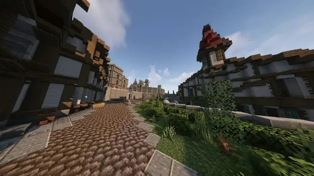 Cuplikan Gambar Kota Mondstadt di Minecraft