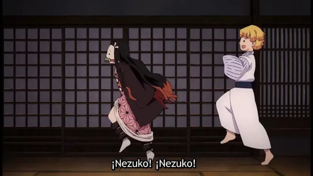 Episode asli ketika Zenitsu mengejar Nezuko di Kimetsu no Yaiba.